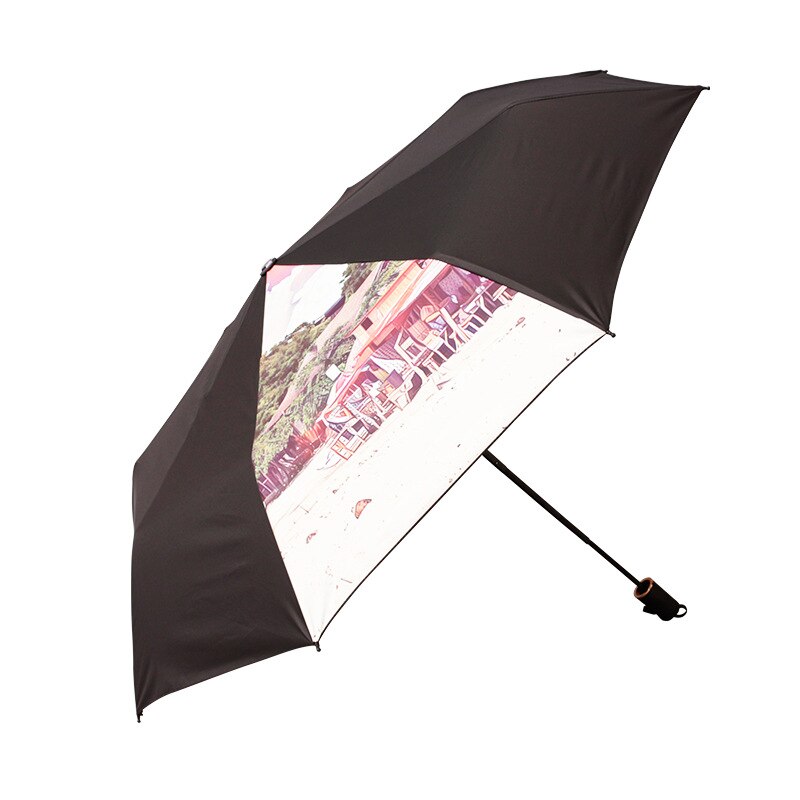 Sombrilla de vinilo plegable con pintura al óleo, sombrilla creativa con personalidad Original, sombrilla para lluvia soleada: Hawaii