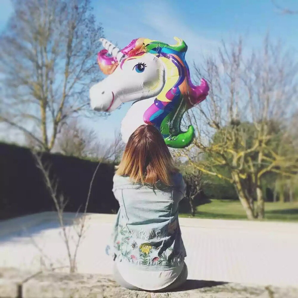 110 x 80cm stor unicorn ballong unicorn häst folie ballong barns födelsedag bröllop dekoration fest