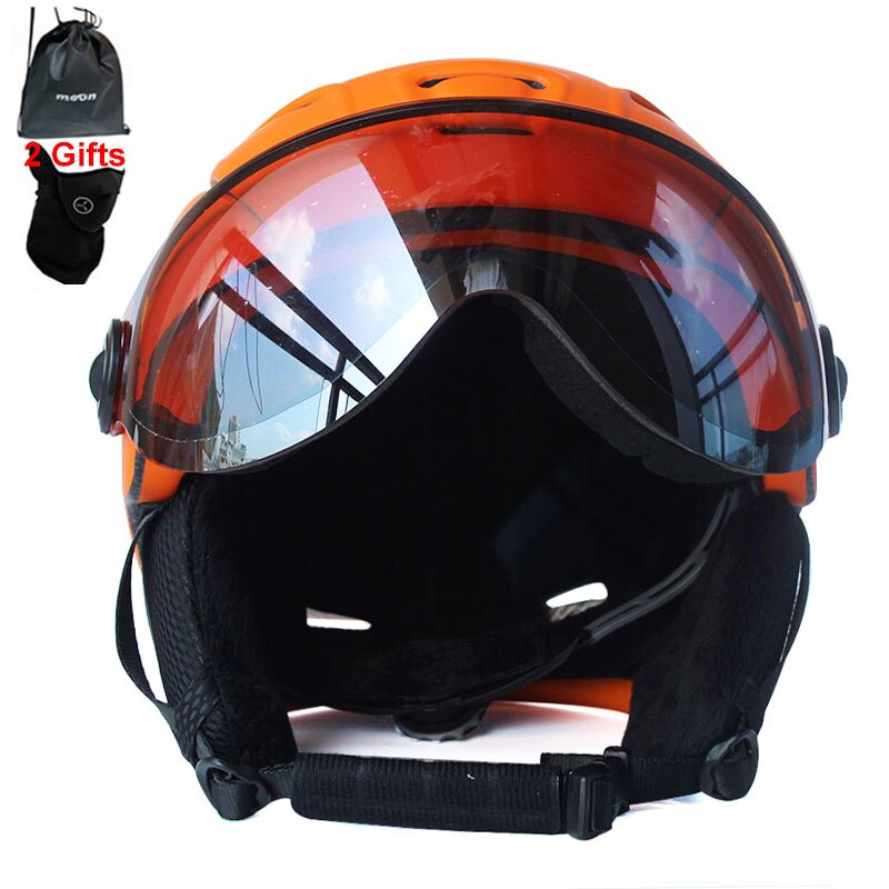 MOON Half-covered Ski Helmet Integrally-molded Sports man women snow Skiing Snowboard Helmets with Goggles cover