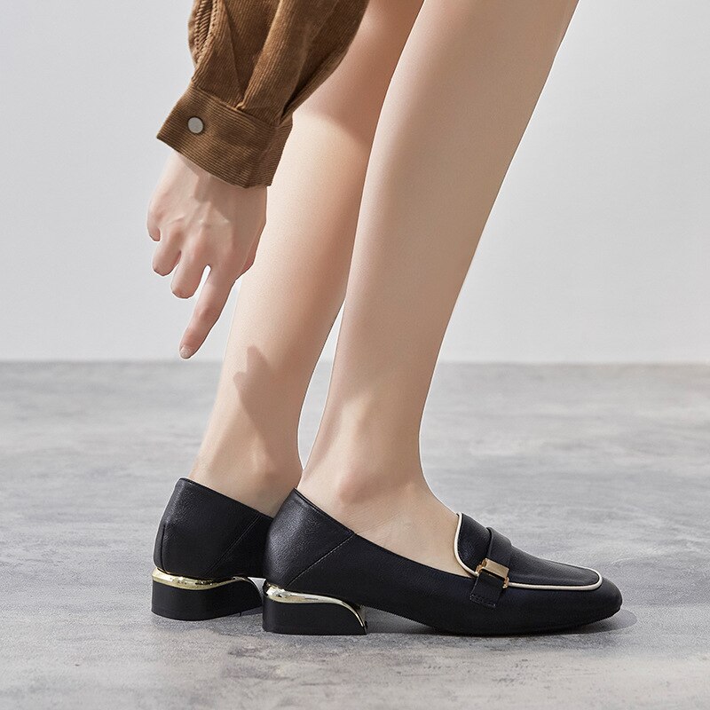 Chaussures à talons en cuir pour femmes, escarpins OL à bout carré, peu épais, 3CM, AC439,