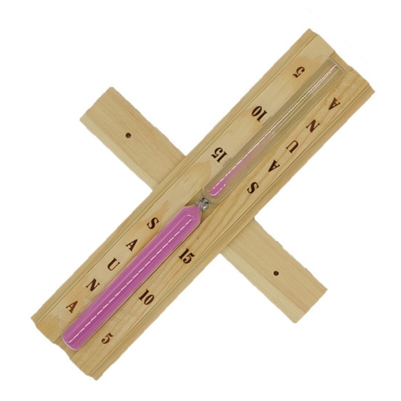 AAAK -15 Minutes Wooden Sauna Sand Timer Wall-Mounted Rotating Hourglass Room Glass Clock with Pink Sands: Default Title
