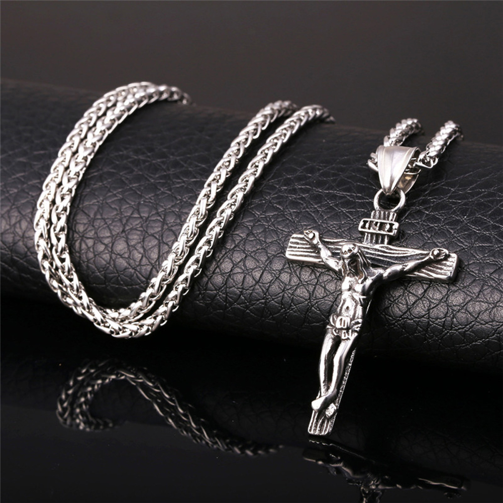 Religious Jesus Cross Necklace For Men Gold And Silver Cross Pendent With Chain Necklace Jewelry