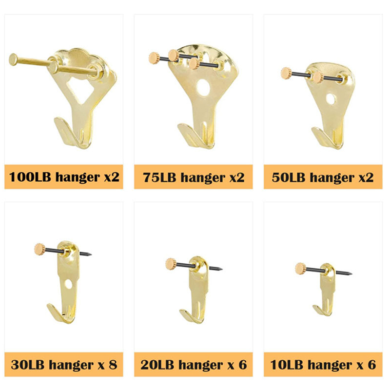 Tavelhängare 60 st kraftigt tavelupphängningsset tavelkrokar tavelupphängningsspikar för gips trävägg