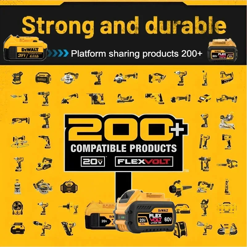 100% DEWALT originele 18V, 6.0AH, DCB115, DCB118 acculader, snel opladen, lithiumbatterij, gereedschapsbatterij