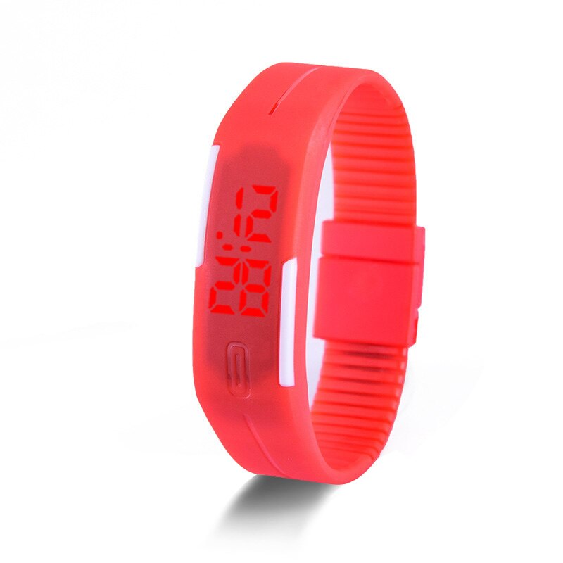 Mode Led Horloges Snoep Kleur Siliconen Rubber Touch Screen Digitale Horloges, Vrouwen Mannen Armband Sport Horloge: red