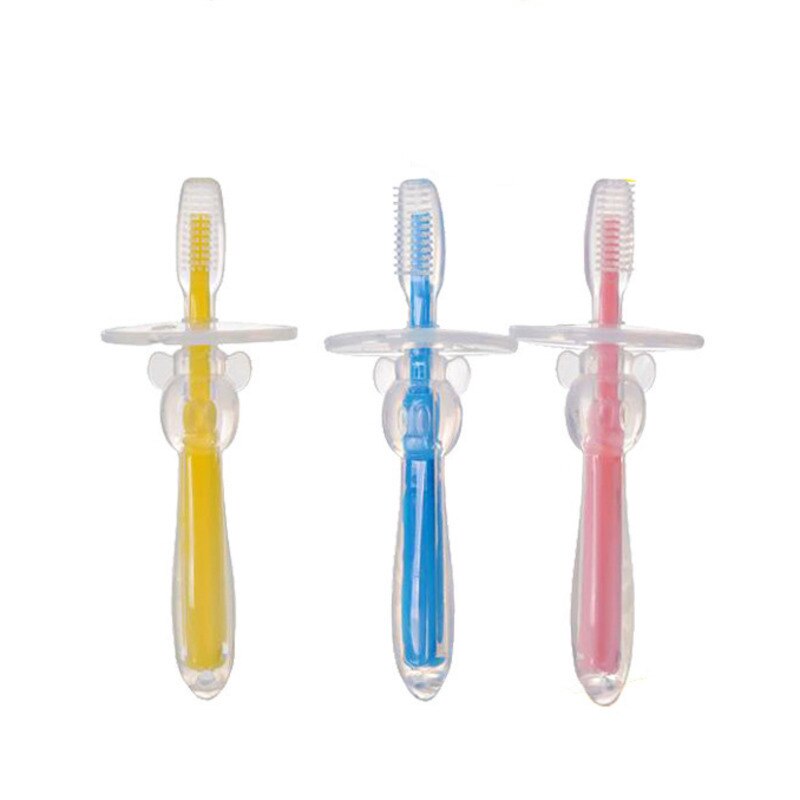 1PC bebé suave silicona entrenamiento cepillo de dientes chico niños Dental Cuidado Dental cepillo de dientes herramienta bebé chico cepillo de dientes artículos de bebé