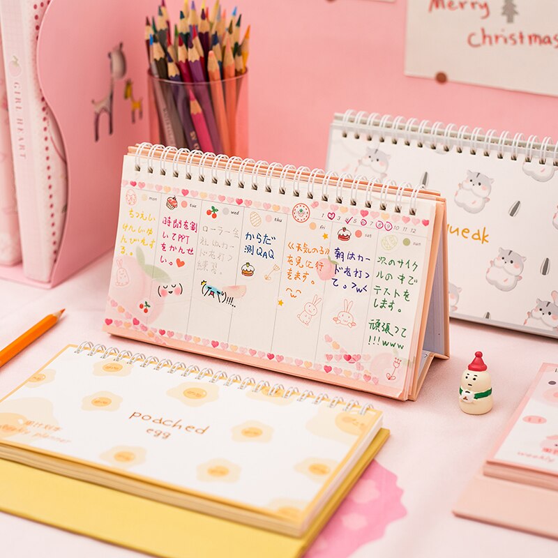 Leuke Student Bureau Cartoon Tijd Organizer Pad Briefpapier Maandelijkse Wekelijkse Dagelijkse Planner Lijst Memo Pad Note Pad Spoel Notebook