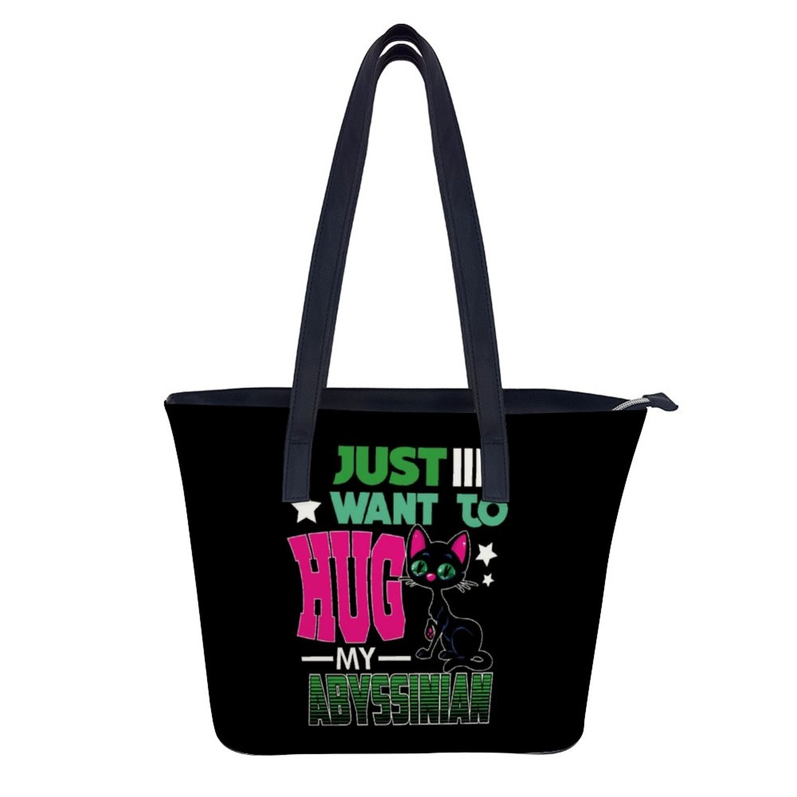 Sac à main en cuir de plage réutilisable, sac à bandoulière de chat drôle, poignée à la , sac de Shopping pour fille: white-style1-9
