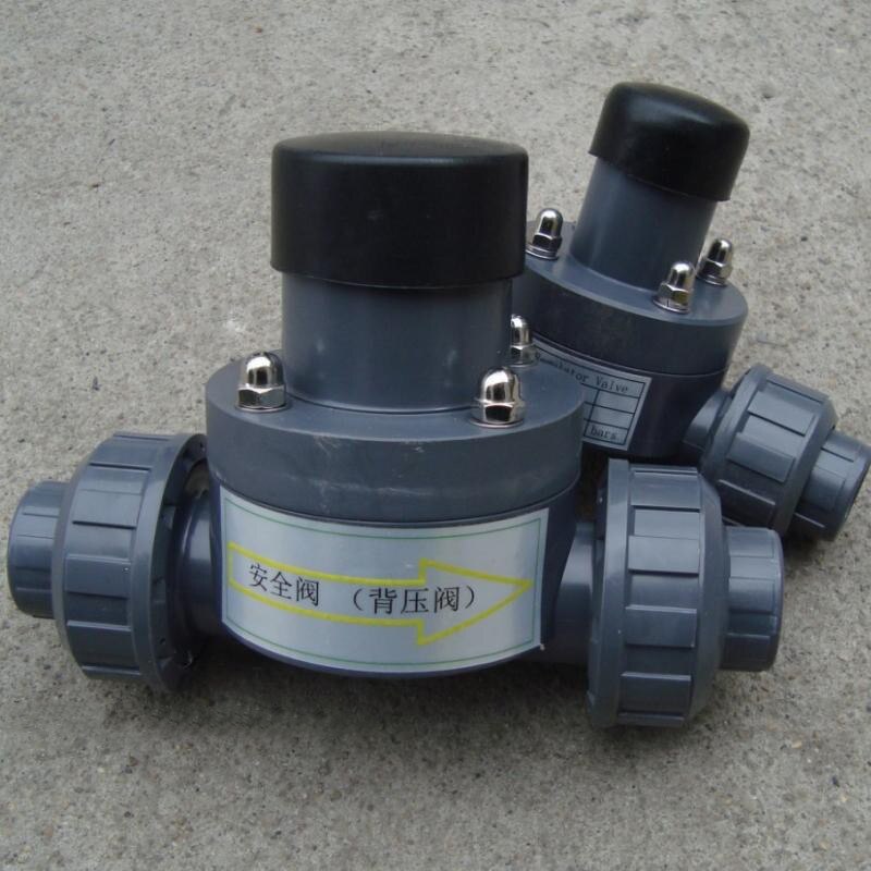 UPVC / PVC plastic spring type safety valve / back pressure valve / one-way pressure relief valve DN15/20/25 direct plug type