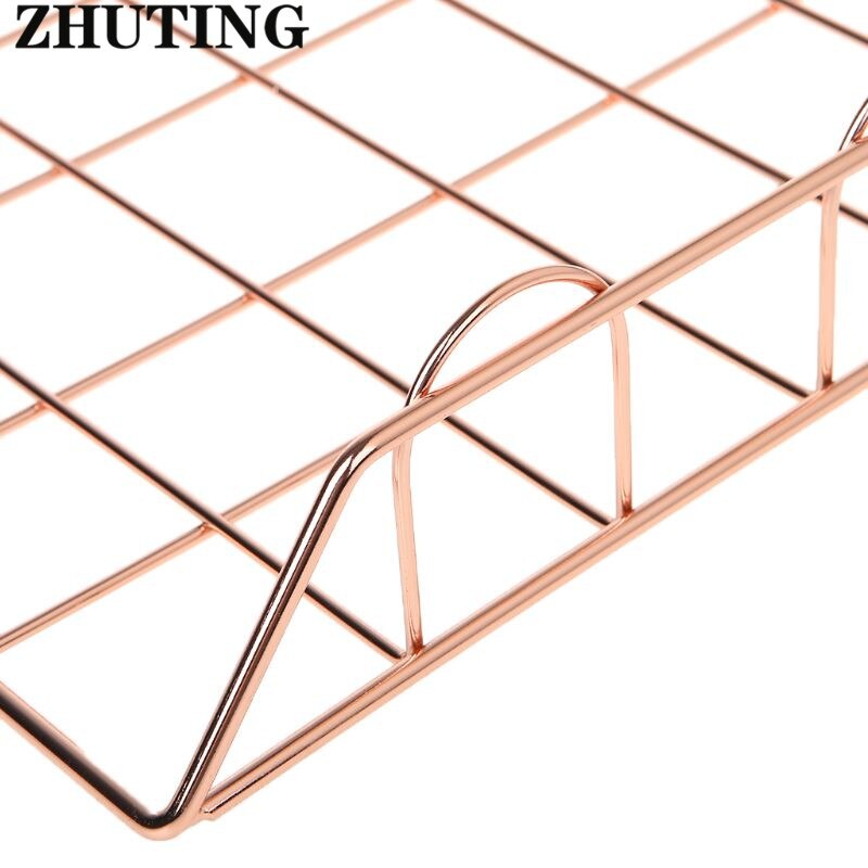 Folding Wrought Iron Letter Magazine Newspaper Holder Storage Rack File Tray for Office Desk Organizer Supplies Storage Rack