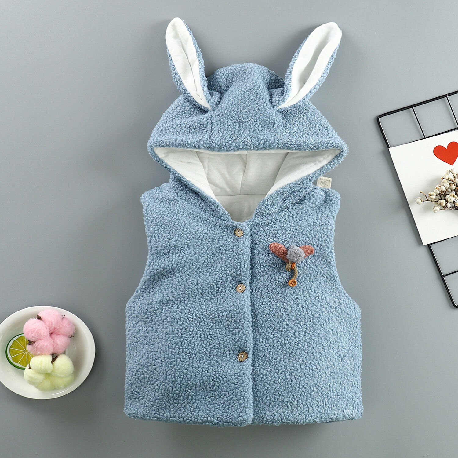 Baby girls vest for autumn and winter children's vest outer wear thick quilted vest girls warm waistcoat Cartoon bunny