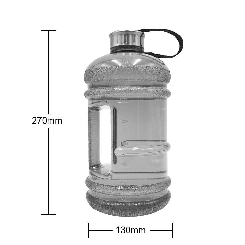 Slitstarka sportflaskor delikat 2.2l vattenflaskor petg bpa gratis handtag vattenkokare dricka flaska för gym fitness: Svart