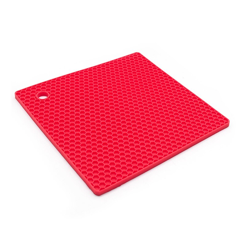 Square Honeycombs Placemat Food-Grade Silicone Heat Insulation Mat Anti-Scald Thickened Microwave Oven Mat DAG-ship: Bourgondië