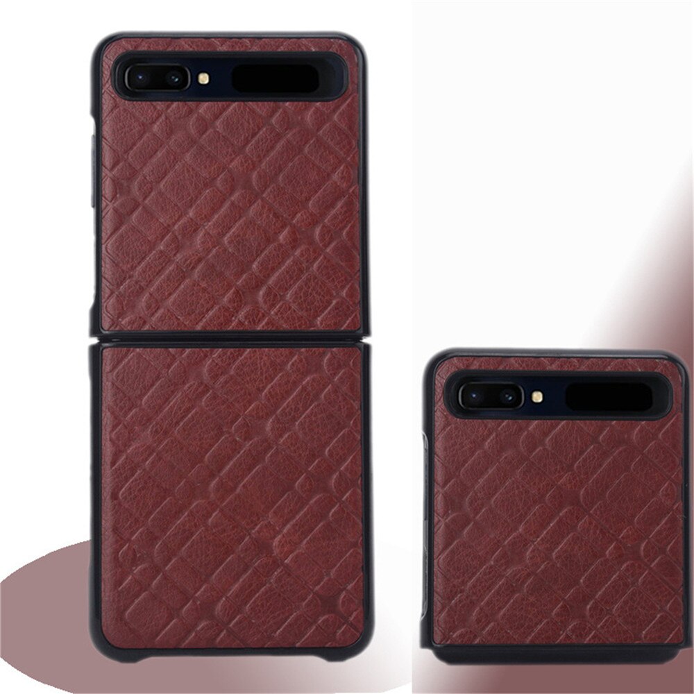Soft Leather Phone Case For Samsung Galaxy Z Flip Mobile Phone Acessories f7000 Foldable Screen Holster Shell Protective Cover: Coffee Brown