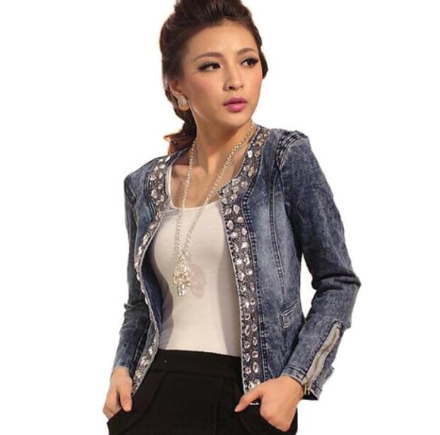 Vrouwen Korte Denim Jas Geborduurde Chinese Stijl Gesp Top