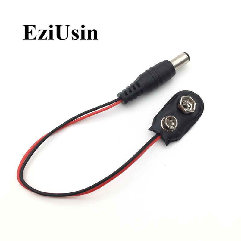Adaptador de batería 6F22 9V, clip de conector a presión, soporte de cables de plomo DC 5,5x2,1, Clip de cable de alimentación para Arduino BATTERI PLUG, 10 Uds.: I  Type with DC jack