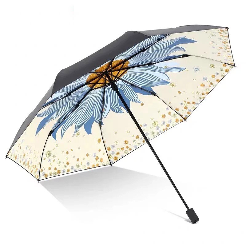 Mærke auti-uv paraply regn kvinder solsikke foldning parasol modish vindtæt parasoller pige stor kvindelig: Beige