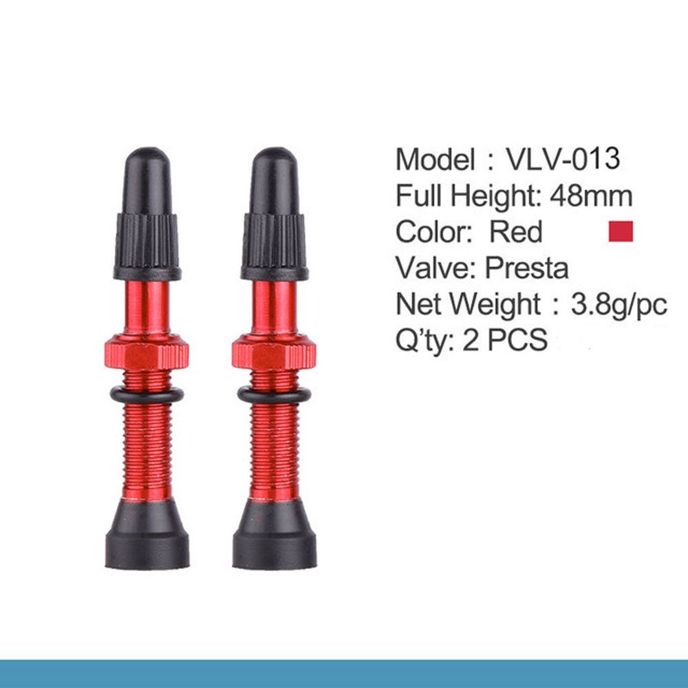 1 Paar Fiets 48/60/78Mm Presta Ventiel Voor Road Mtb Fiets Tubeless Banden Messing Kern Legering stem Tubeless Kit Compatibel: 48mm	red
