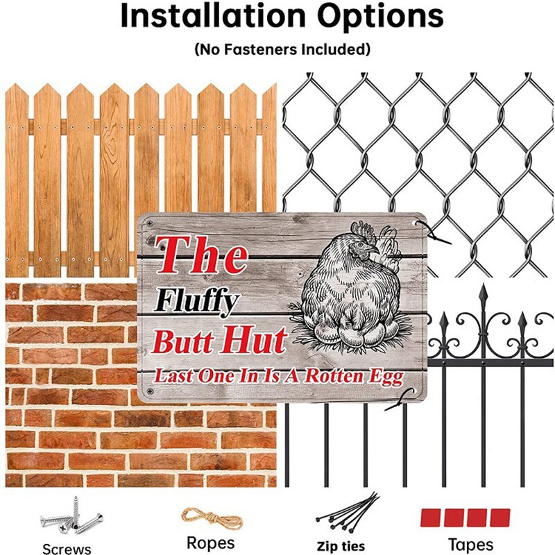 KILSPU Grappige Kip Coop Teken Pluizige Hut Kippen Coop Teken Parkeerbord Farm Signchicken Accessoires Voor Coops Kip Kip Coop Accessoires Metalen Kip Borden 8x12 Inch