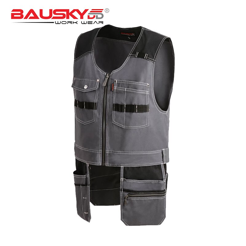 Bauskydd-Chaleco con bolsillos para herramientas para hombre, chaleco de trabajo mecánico para carpintero, ropa de trabajo para exteriores, chaleco para herramientas,