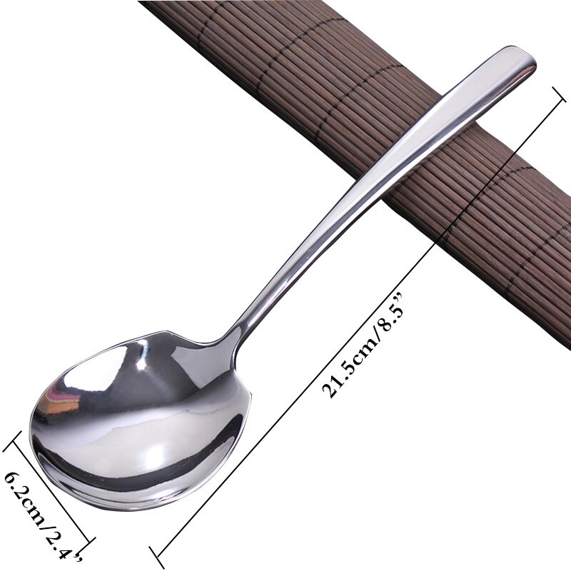 Grande cuillère à dîner en acier inoxydable, grande cuillère à Long manche Restaurant Bar café couverts de cuisine épaisseur de la cuisine soupe riz Buffet cuillères 8.5 &quot;1 pièce