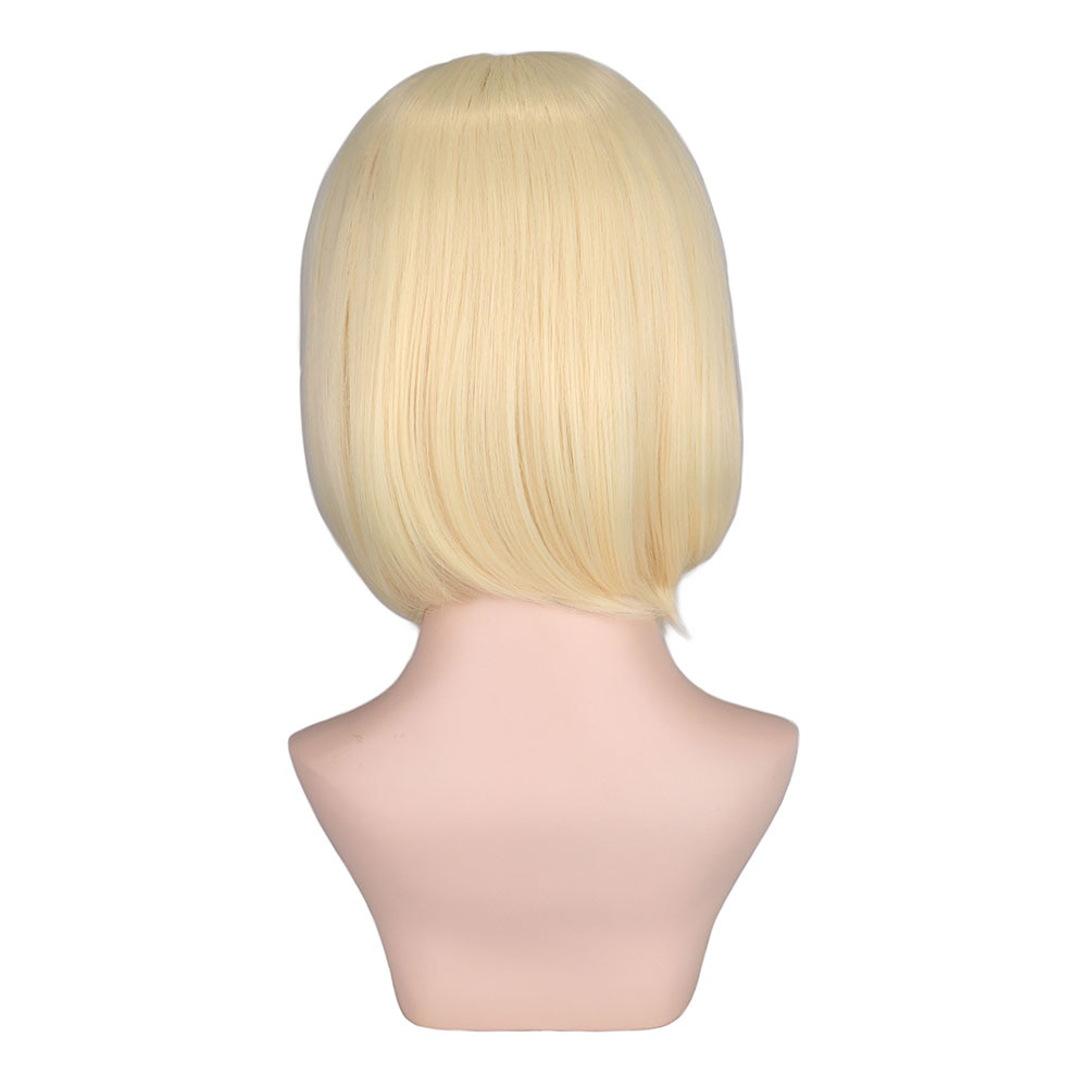 QQXCAIW Korte Rechte Bob Synthetisch haar Pruik Voor Vrouwen Middelste Deel Zwart Bruin Rood Blonde 12 inch Pruiken