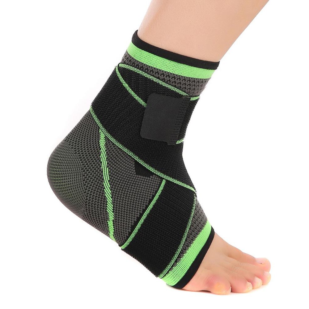 1 stk sportsankel elastisk bandage fodbeskyttelse gym beskyttere fitness holder bøjle med rem: Grøn