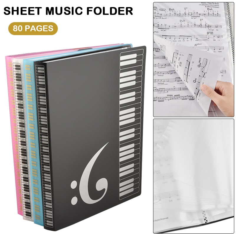 80 Pagina &#39;S A4 Piano Vellen Papier Document File Organizer Map Vijf-Lijn Clip Muziek Score Accessoires