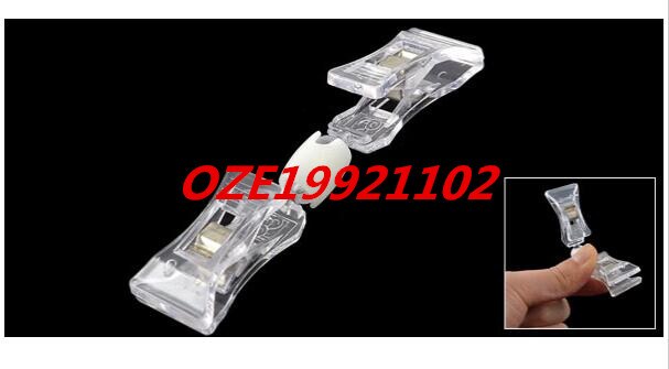 1PCS Supermarkets Clear Plastic Rotating Double Clamps Pop Thumb Display Clip