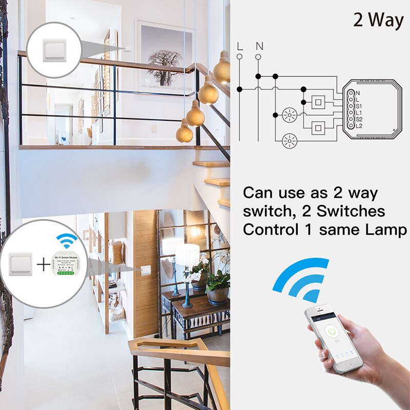 Älykäs wifi-kytkin langaton katkaisija päälle / pois valoajastimen tuki eu / uk kytkinrasia diy-moduuli toimii alexa google home