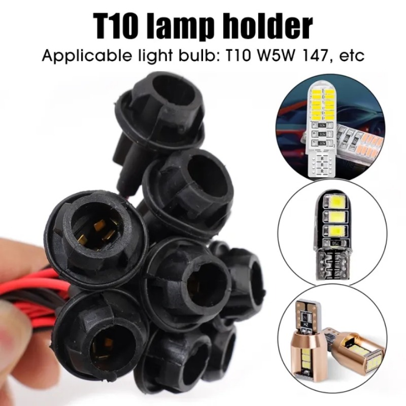 T10 W5W bombilla de cuña para coche, soporte de conector, extensión de lámpara LED, soporte de Base de bombilla, Base de cuña, enchufe de bombilla