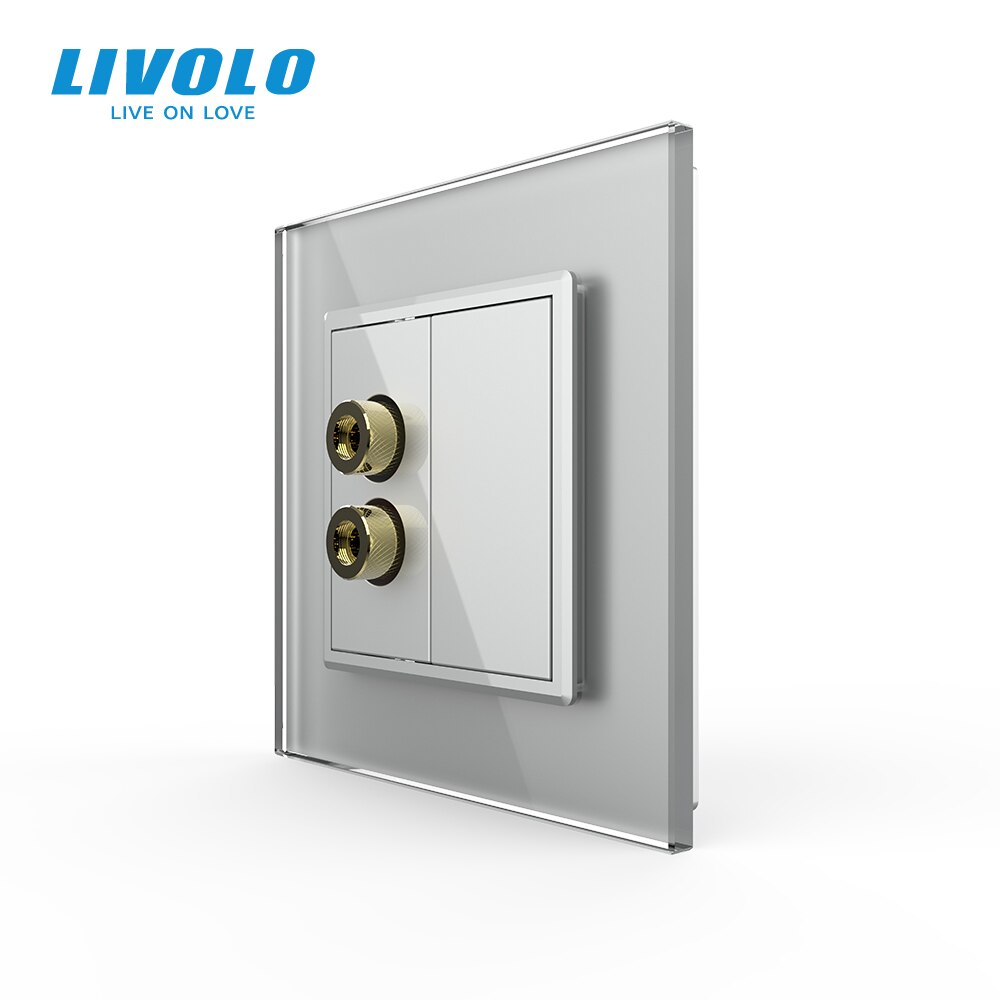 Livolo-enchufe de pared con Panel de cristal, enchufe de sonido estándar europeo
