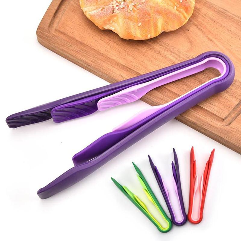 Juego de 3 pinzas de plástico para comida de grado alimenticio, utensilios para Buffet de ensaladas, pinzas para pasteles, pinzas para pan y cocina, barbacoa E3J1