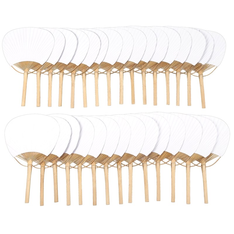 30 pcs/lot wedding White Paddle Fan for wedding decoration: Default Title