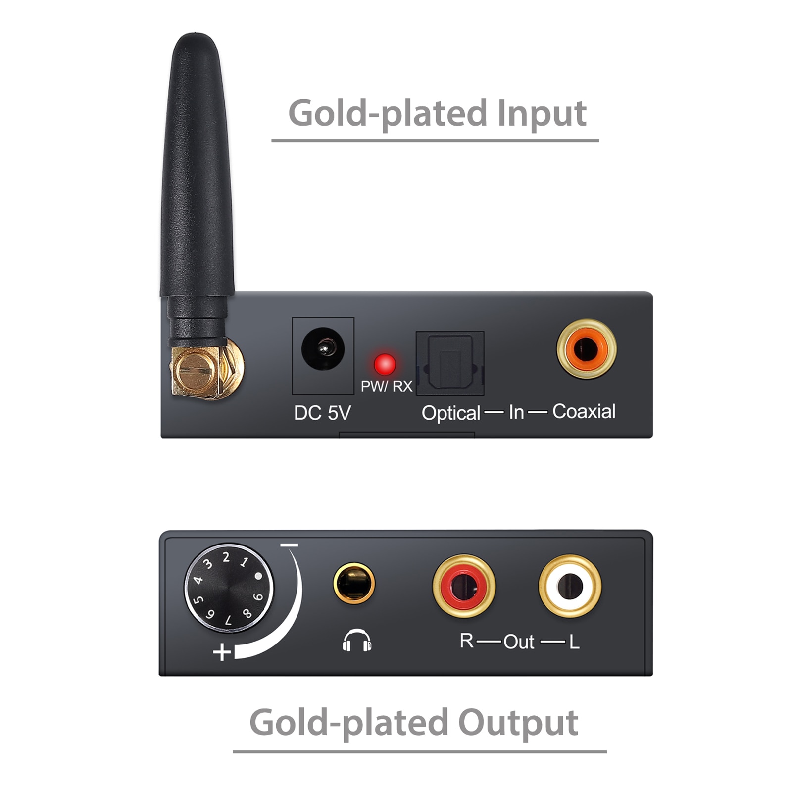 Prozor 192kHz DAC Konverter Bluetooth-Kompatiblen Empfänger Volumen Kontrolle Digital optisch Koaxial Toslink zu Analog Audio- Adapter