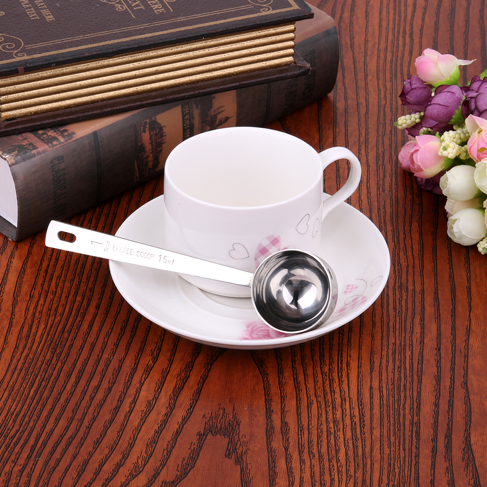 15ML/30ML Metal Measuring Spoon Coffee Scoop Thicken Stainless Steel Smooth long handle Tablespoon Milk Spoons Kitchen Bar Tools