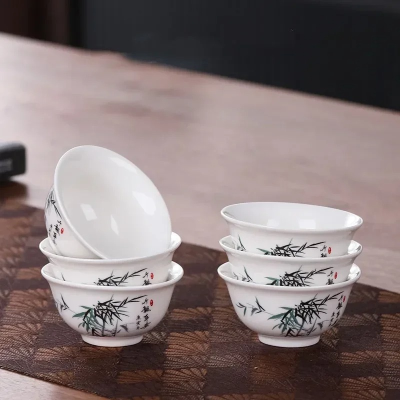 Juego de 6 unidades de taza de té con pintura de paisaje pintada a mano, taza maestra de Boutique hecha a mano, suministros de artículos de té chinos, accesorios para la ceremonia del té