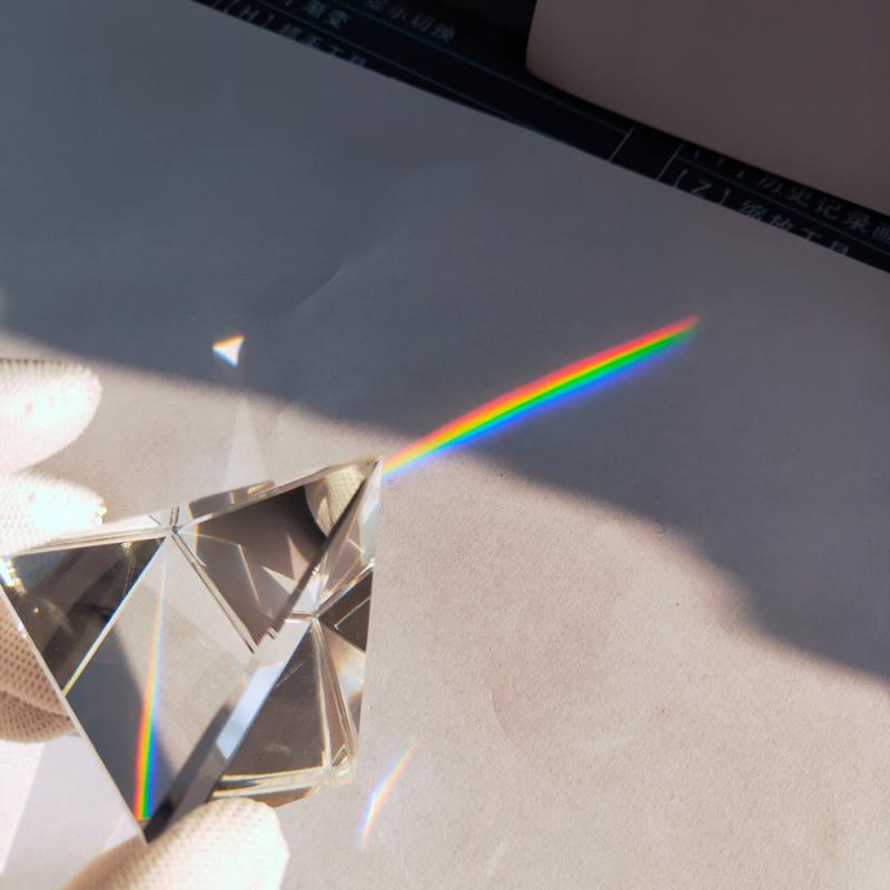 50mm Optical Glass Pyramid Prism Rainbow Transparent Rectangular Polyhedral Science Studying Photography Tools Children