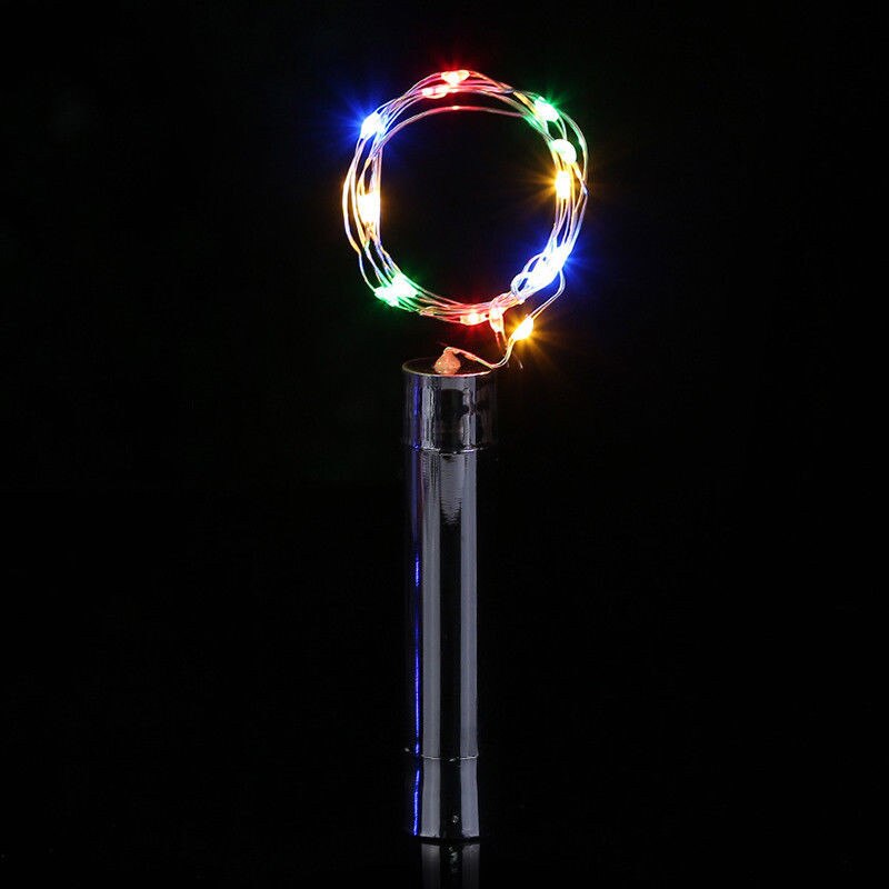 String Lights Silver LED Wine Bottle Lights Battery Powered Cork Shape Glass Bottle Stopper Lamp Christmas Garlands Decor: Multi-Color(RGB)