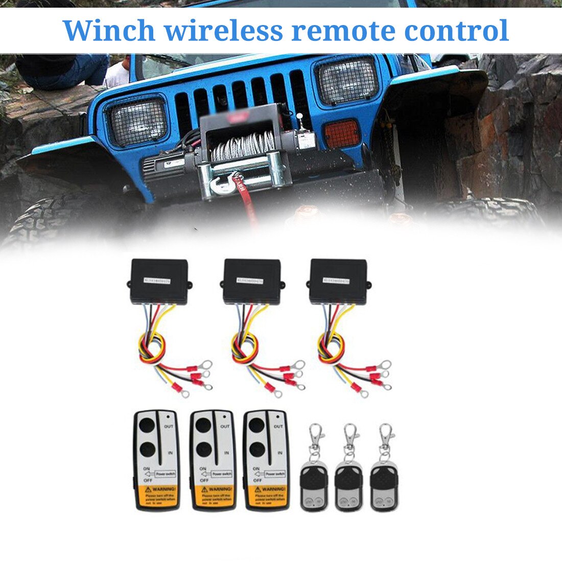 3Pcs 12V Auto Wireless Winch Afstandsbediening Schakelaar Voor Truck Jeep Atv Unit Lier Schakelaar Wireless Winch Afstandsbediening schakelaar