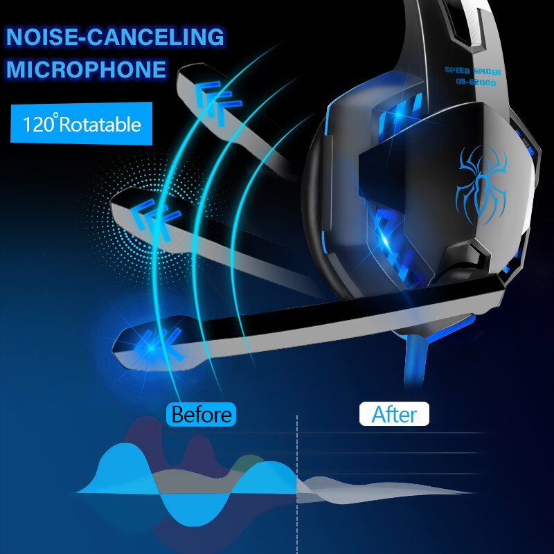 För pc  ps4 laptop surfplatta telefon gamer hörlurar med led ljus dator gaming headset kan justera volymkontroll mikrofon musik hjälm