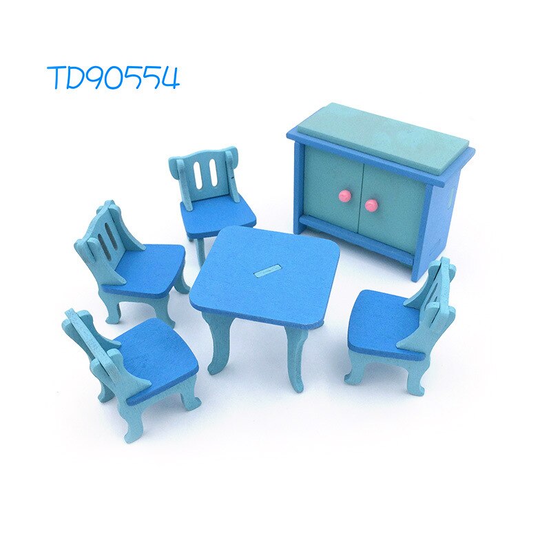 Wooden Simulation Miniature Furniture Bathroom Restaurant House Decoration Play Toys Wood Dollhouse Furniture Toys set For Kids: TD90554