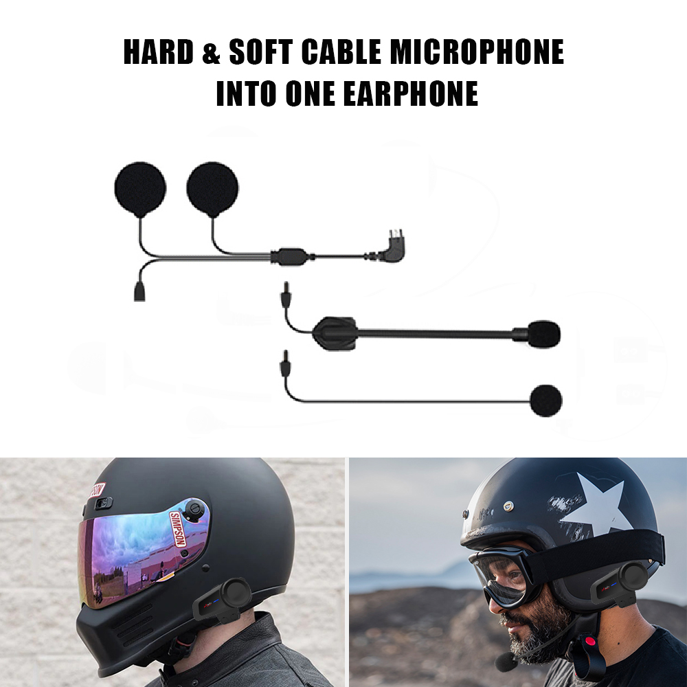 Maxto  m3 m3s hörlurar med dubbla mikrofoner + fäste, bashållare, headsetklämma för motorcykel, bluetooth-hjälmintercom