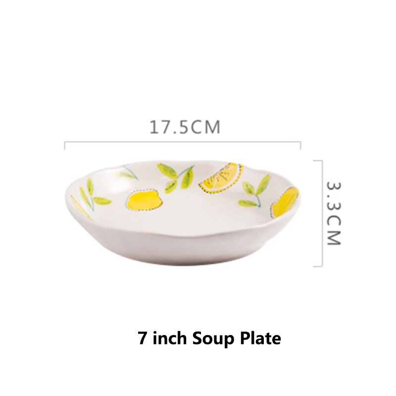 Lemon Pattern Dishes Dishes And Plates Sets Dinner Plates Steak Dish Bone China West Plate Dishes: 7inch Soup Plate