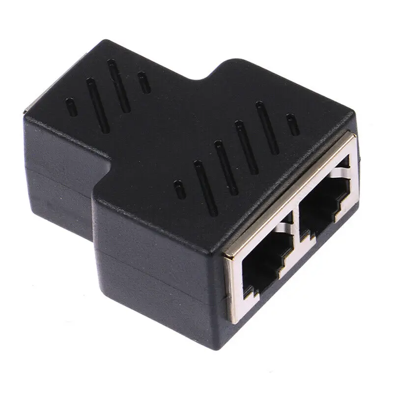 Durable 1 To 2 Ways RJ45 Ethernet LAN Network Splitter Double Adapter Ports for PC Hardware Connection