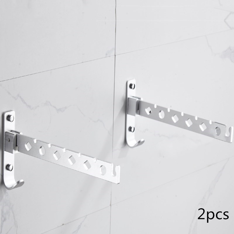 Bathroom Folding Home Laundry Adjustable Drying Rack Retractable Balcony Tool Punch Free Multifunction Clothes Hanger Indoor: B 2pcs