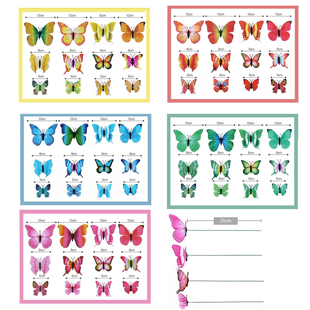 12Pcs Waterproof Butterflies Stakes Butterfly In Stick Decorative Garden Ornaments for Home Party Outdoor Yard Patio Decoration
