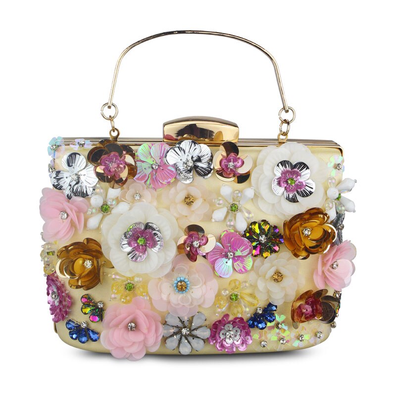 Flowers White Color Handmade Fabric For Women Evening Bag Luxury Wedding Bride Clutch Bag Pearl Party Handbag Mini Purses Wallet: S538