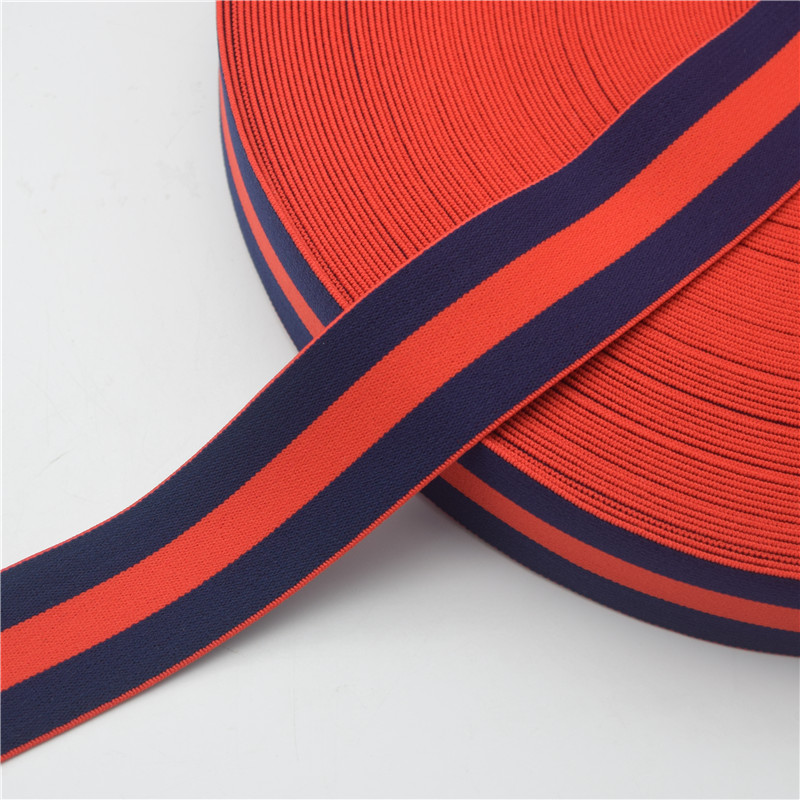 5 yards Gestreepte Rubber Elastische Lint Trim, DIY Mode Elastische Trim Broek Rand breed: 4 cm: Dark blue and red