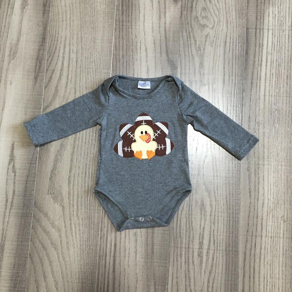 Girlymax Fall/winter Jump Suit Thanksgiving Baby Boys Grey Turkey Football Boutique Clothes Infant Cotton Tutu Romper Toddler: 3M